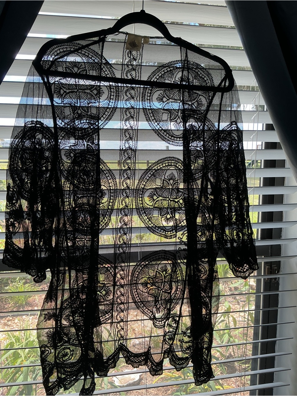 Black Goth Boho Lace Mandalla Witchy Cardigan by ALKAMY size M/L